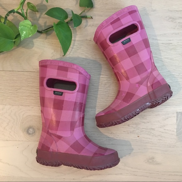 Bogs Other - Bogs Toddler Pink Plaid Rain Boots Size 9